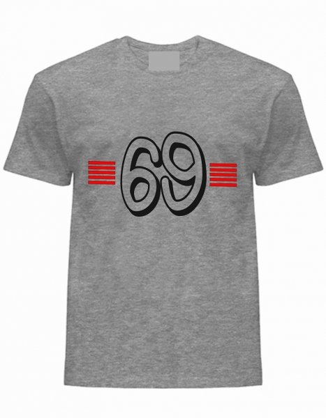 T-Shirt Nummer 69, grau-schwarz-rot, günstig kaufen